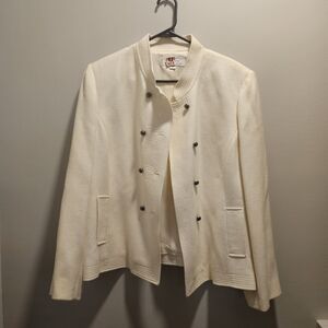 Tahari Cream Double-Breasted Blazer